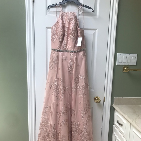 Rose with shimmer material full length evening gown - Picture 5 of 10